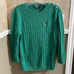 American Living Kelly‎ Green Cable Knit Sweater Women's Size XL Pullover